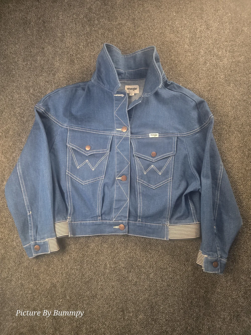 Wrangler Heritage Denim Crop Sport Jacket Size Medium - Picture 1 of 11